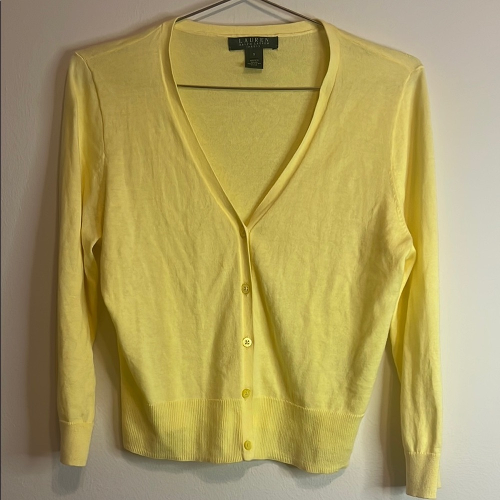 Ralph Lauren Yellow Cardigan Sweater Size Small
